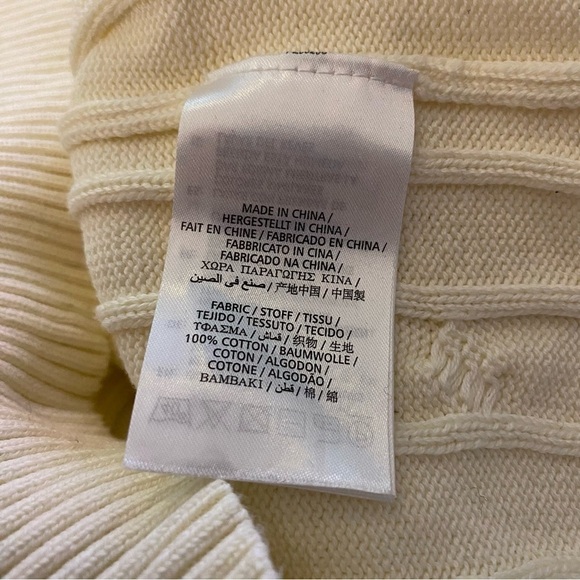 GANT Cotton Cable Knit Crew Neck Sweater in Cream M - Picture 3 of 6